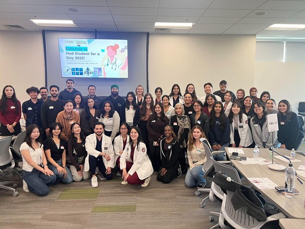 group photo of students in classroom for Med Student For a Day