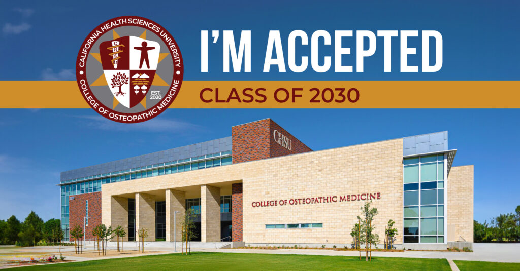 I'm Accepted Class of 2030 with COM seal and COM building