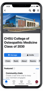 phone image with building and class of 2030 facebook group