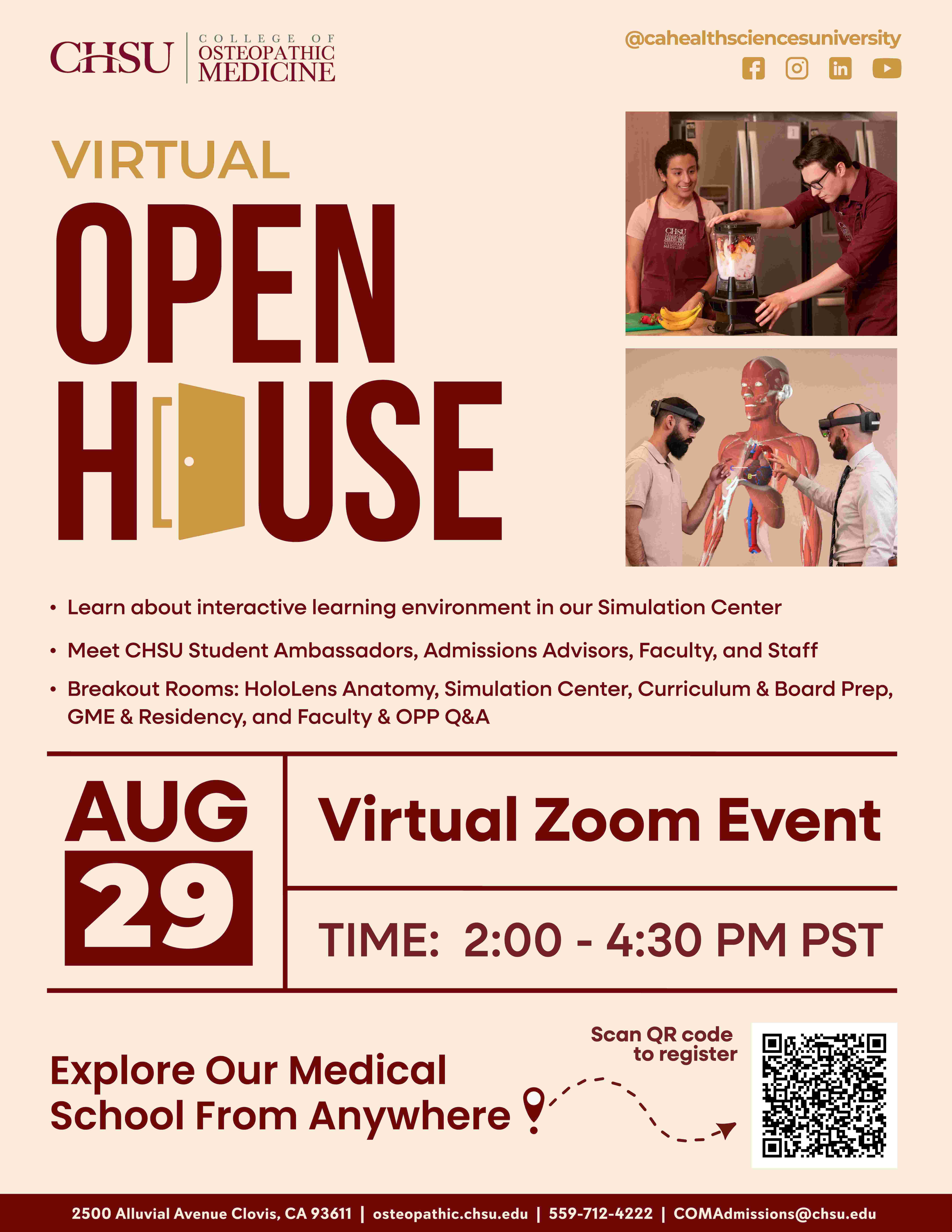 CHSU COM Virtual Open House Flyer August 29, 2025