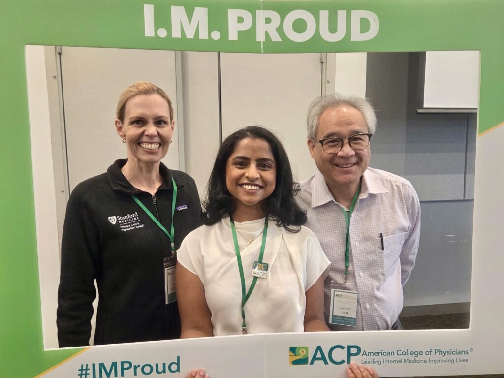 Likitha Aradhyula with 2 people honored for winning Medical Student Leadership Award