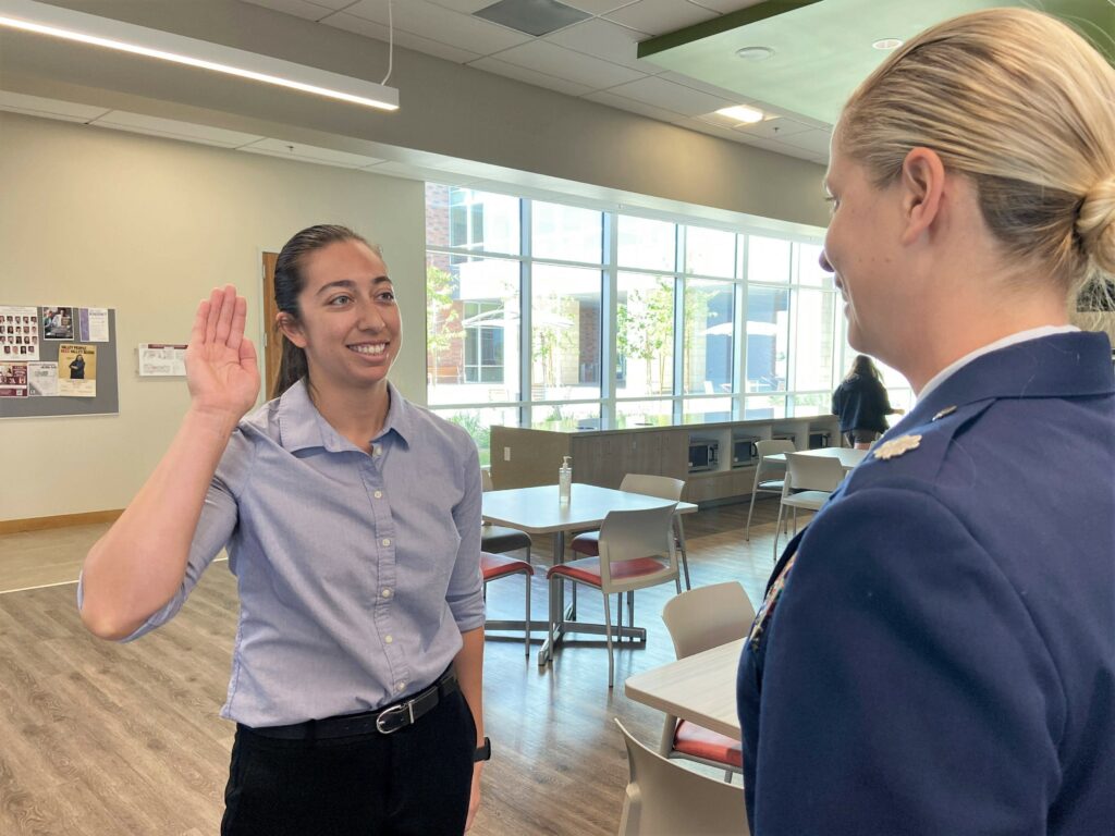 Woman taking oath