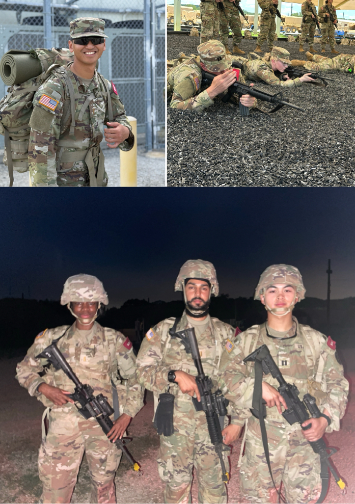 composite photo of students in military uniform during training exercises