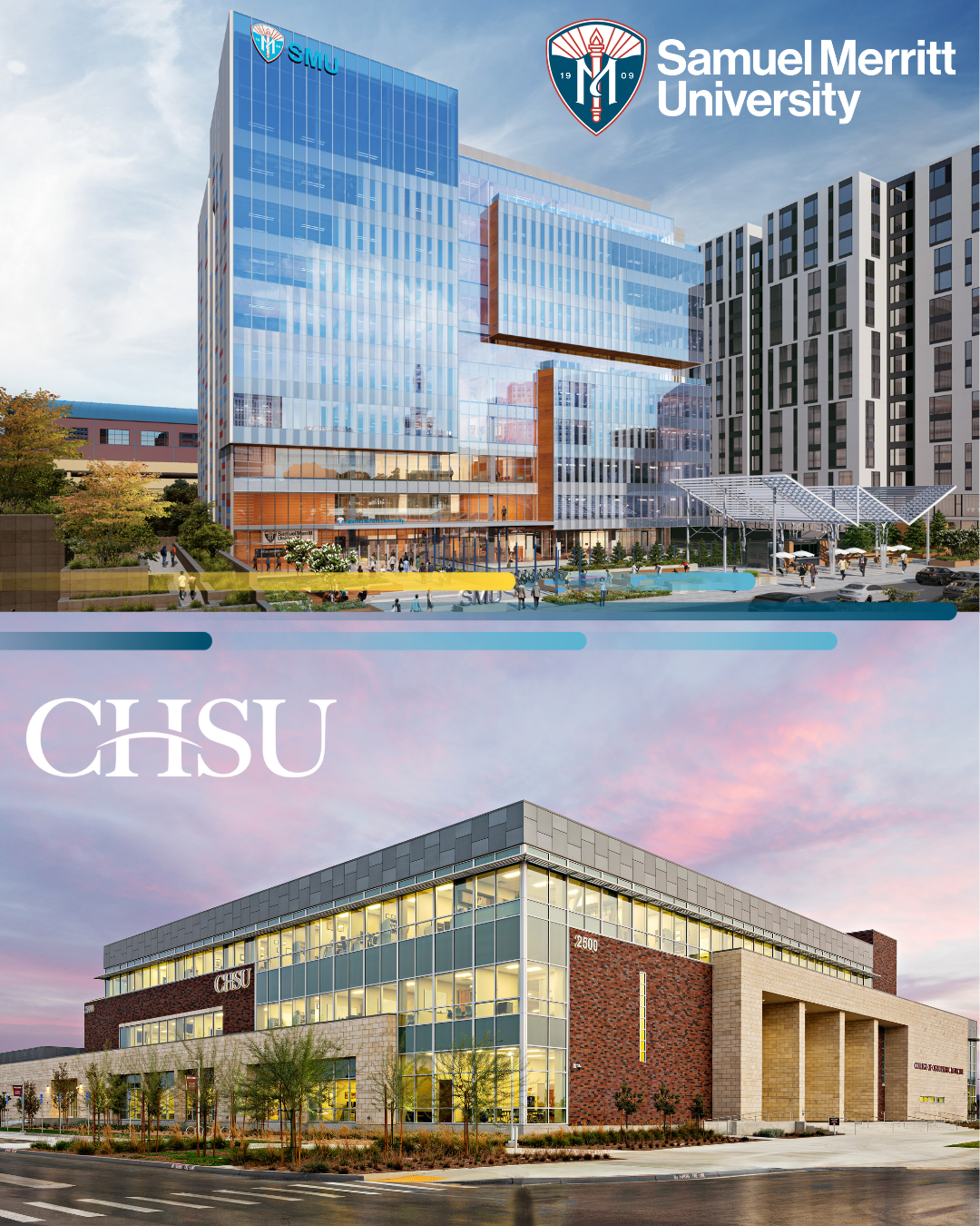 Building photos of SMU and CHSU